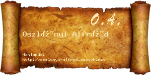 Oszlányi Alfréd névjegykártya